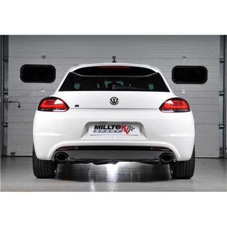 VW Scirocco 2,0TFSi GT Milltek Sport 3" Cat-Back Non-Resonated 2x ovala svarta utblås (kräver Scirocco R diffuser)