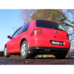 VW Golf 1,9TDi (framhjulsdriven) Milltek Sport Cat-Back 2x 76,2 chrome JET utblås (kan kräva Golf 4-Motion diffuser) - Resonated