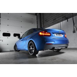 BMW M235i (ej X-drive) Milltek Sport Cat-Back 2x 90 svarta GT utblås - Non-Resonated (mindre-dämpad) med avgasventiler