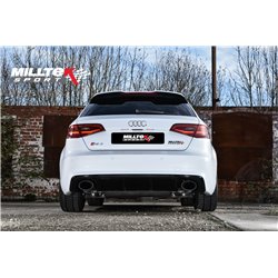 Audi RS3 2,5TFSi OPF Sportback 8V Facelift Milltek Sport 80mm Cat-Back 2x 170x107 Svarta Ovala utblås med avgasventiler - Resona